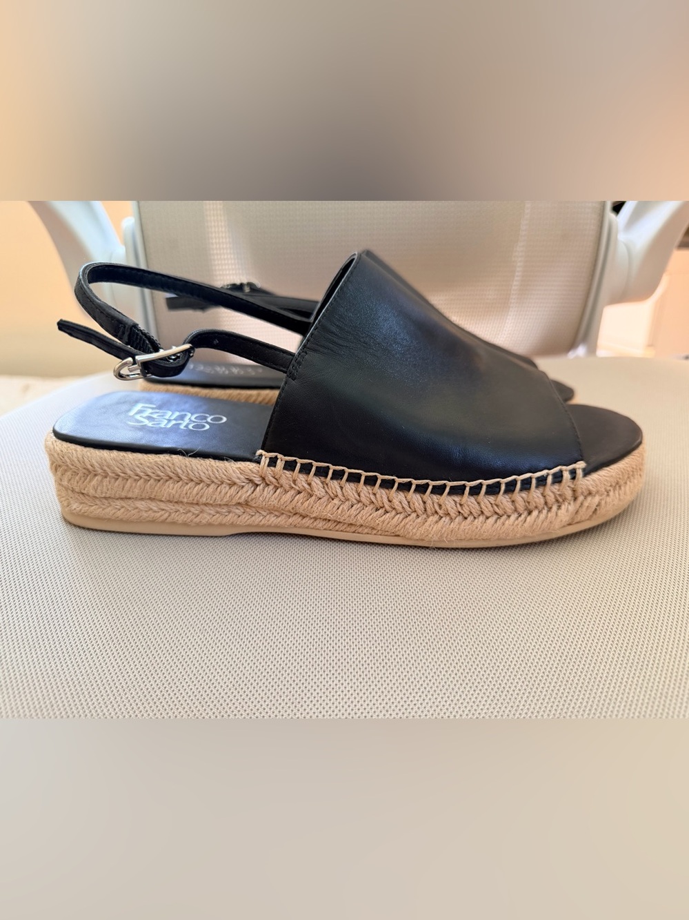 EUC Franco Sarto Rune Slingback Sandal Black Leather 7.5 M - Picture 6 of 12